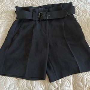 EXPRESS black high waist pleated belted dress shorts 6